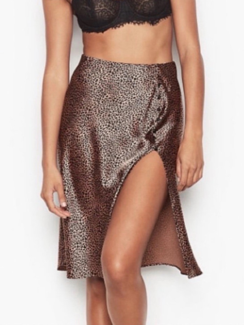Victoria's Secret Leopard-Print Midi Skirt with Side Slit NWT